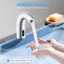 Robinet à capteur automatique - Avec capteur infrarouge - En laiton - Robinet de lavabo automatique - Pour écoles, hôtels (eau froide uniquement)