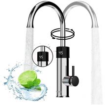 Oihpaw - Robinet pour lavabo - Robinet d'eau chaude électrique en inox 3200W - Robinet rotatif à 360° - Affichage de la température