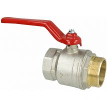 Le Sanitaire - Robinet à bille en laiton 2'' ff/fm PN25 avec lever en acier rouge