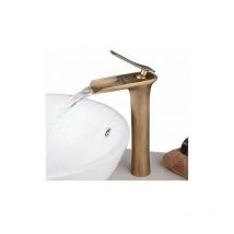 Basetbl - Robinet cascade en laiton antique, avec régulation eau chaude/froide, parfait pour lavabos et éviers de salle de bain