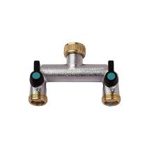 Robinet de jardin, Robinet Double Sortie Répartiteur d'eau 2 Voies Robinet Double Femelle 3/4'' 2 Sorties Mâle