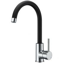 Pro Et Discount - Robinet Chrome et Noir Mitigeur d' evier de Cuisine Bec haut orientable 360