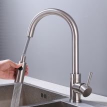 Homelody - Robinet De Cuisine Avec Douchette Extractible Mitigeur Cuisine Bec Rotatif Mitigeur D'Évier En Acier Nickel Brossé