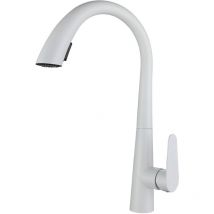 Jn.songs - Robinet Cuisine avec Douchette Extractible Mitigeur Cuisine Rotatif à 360° Blanc 2 Modes de Pulvérisation Haute Pression