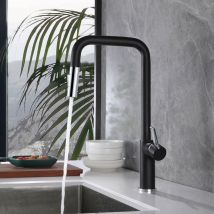 Sumerain - Mitigeur de cuisine douchette noir mat, Robinet de cuisine pivotant à 360° avec 2 Jets aux Choix, Mitigeur évier à Levier Unique