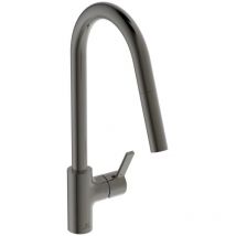 Ideal Standard - Robinet de cuisine avec douchette Gusto 2 jets gris magnétique