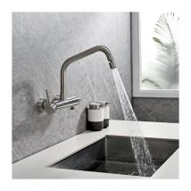 BuntHaus Mitigeur Mural de Cuisine Robinet Cuisine Mural avec 2 Jets Mitigeur de Cuisine Pivotant à 360° Robinet d'évier en Acier Inoxydable Brossé