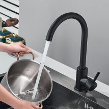 Suguword - Robinet Cuisine Noir Acier inoxydable Rotation 360° Mitigeur haute pression Robinet d'évier Mitigeur d'évier Bec haut