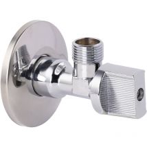 Robinet d'arrêt équerre 1/4 tour avec rosace chromé noyon & thiebault M15x21 - M12x17