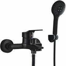 Zamery - Robinet de Baignoire Cascade Noir laiton avec Douche à Main 3 Jets au Choix Mitigeur de Baignoire avec Support Mural de Douchette et support