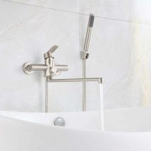 Rosemary - Lablanc - Robinet De Baignoire Avec Douchette Ronde Mitigeur Mural En Acier Inoxydable Brossé Robinet De Douche Pour Salle De Bain