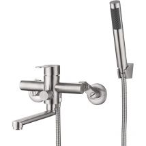 Qiedie - Robinet de Baignoire Mural en Acier Inoxydable avec Flexible Douche à Main et Tuyau de douche Mitigeur de bain Monocommande pour Salle de