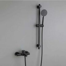 Qiedie - Robinet de Baignoire Noir Mitigeur Mural en Acier Inoxydable de Bain avec Douche à Main Robinet de Douche avec 1,5m Flexible et Support