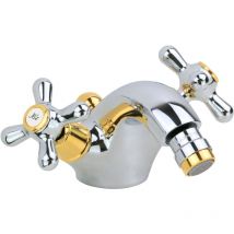 Gattoni Rubinetteria - Robinet de bidet monotrou avec double levier de couleur chrome doré Gattoni Calypso 5931/RECD chromè-or
