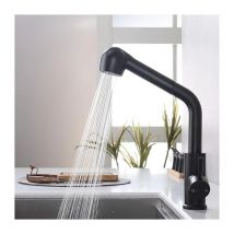 Homelody - Robinet de Cuisine avec Douchette Extractible Mitigeur de Cuisine 2 Jets au Choix Robinet Evier Cuisine en Acier inoxydable Noir