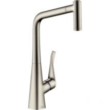 Robinet de cuisine avec douchette Hansgrohe Metris M71 320 sBox 2 jets aspect acier inox