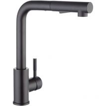 Robinet de cuisine avec douchette noire, mitigeur de cuisine avec douchette extractible, robinet de cuisine en acier inoxydable 304 brossé, mitigeur