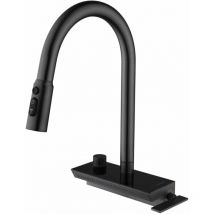 Oihpaw - Robinet pour lavabo - Robinet de cuisine avec douchette - avec affichage de la température - rotation 360° - 4 types de douche - noirNoir
