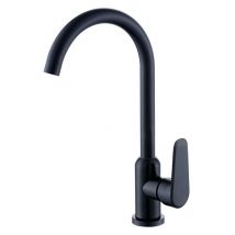 Largeight - Robinet de cuisine bec haut peinture noire mitigeur d'évier pivotant à 360 ° robinet d'évier de cuisine chaud et froid