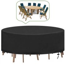 KZQ - Housse Table de Jardin Ronde Bache Salon Jardin Exterieur Imperméable Anti-UV Oxford Robuste Bache Table et Chaise de Jardin Ø230X100CM