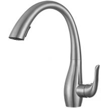 Robinet de cuisine extractible, robinet d'évier à poignée unique, robinet en acier inoxydable brossé, robinet rotatif à 360 degrés, robinet chaud et