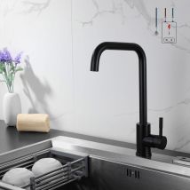 Robinet de cuisine Lonheo à basse pression en acier inoxydable, mitigeur de cuisine pivotant à 360 ° Mitigeur monocommande conçu pour l'eau froide et
