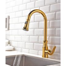 Lookshop - Robinet mitigeur évier à poser avec douchette extractible doré - Saona