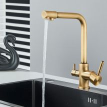 Suguword - Robinet de cuisine à eau pure filtrée,robinet de cuisine à eau potable rotatif à 360 °, robinet mélangeur d'eau chaude/froide, laiton