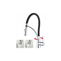 Robinet De Cuisine Noir,mitigeur Cuisine D'Évier Pivotants À 360 °avec Flexible Noir Tuyau En Silicone,robinet Monocommande En Acier Inoxydable - 2 