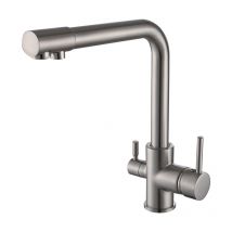 Petites Ecrevisses - Robinet de Cuisine 3 Voies Mitigeur Evier Rotation à 360° Robinetterie Cuisine Eau Potable Eau Froide et Chaude Nickel Brossé