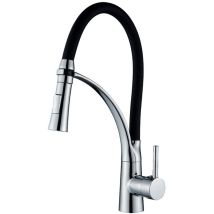 Suguword - Küchenarmatur 360 Grad schwenkbar (Chrom) – Einhand-Spültischbatterie mit flexiblem Hals und Brause mit Umschalt-Taste, Küchen-Wasserhahn