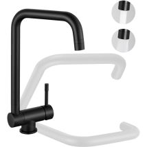 Sofetiy Max - Robinet De Cuisine Rabattable - Mitigeur D'Évier Pliable Comme Sous Fenêtre Avec 2 Modes De Pulvérisation Réglables - Noir