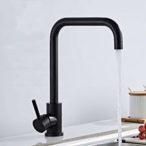 Rosmmel - Robinet de cuisine rond courbé moderne avec rotation à 360 ° Noir