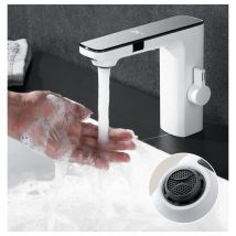 Robinet de lavabo à capteur intelligent KLEENMAC avec affichage numérique blanc (Modèle : FLAVIUS) Réf : KSSBF2305DDW