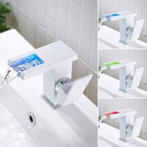 Gojoy - Robinet de lavabo blanc avec hauteur d'écoulement 100 mm Robinet mitigeur de salle de bain en laiton mitigeur avec tirette Robinet de salle