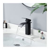 Ubeegol - Robinet de Lavabo Cascade Mitigeur Salle de Bain Noir en Acier Inox Mitigeur Lavabo Design Moderne pour Salle de Bain