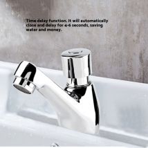 Ugreat - Robinet de lavabo chromé à fermeture automatique pour économie d'eau, robinet de lavabo