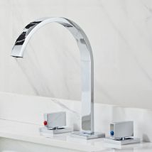 Gotrays - Robinet De Lavabo De Salle De Bains Trois Pièces Robinets De Mélangeur D'Eau Chaude Et Froide Contemporain Doux Effluent Installation De