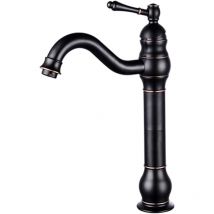 Qiyao - Robinet de lavabo de salle de bain, robinet de salle de bain, robinet de lavabo en finition bronze, robinet d'eau à poignée unique en laiton,