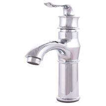 Greenice - Robinet de lavabo en laiton / zinc, plaqué chrome, eau chaude-froide, tuyaux, bec bas, poignée unique [QLI-FA-7785]