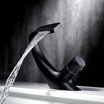 Soleil - Robinet de Lavabo Monotrou Cascade en Laiton pour Salle de Bain, Design de Luxe, Noir (18X13 cm)