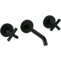 Gattoni Rubinetteria - Robinet de lavabo mural 3 trous de couleur noir mat Gattoni taolos 1510515NO Noir mat