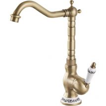 Debuns - Robinet de Lavabo Rétro, Robinet Salle de Bain en Laiton Bronzé, Haut Robinet Mitigeur Lavabo pour Lavabo ou Vasque de Salle Bain, Eau