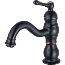 Jn.songs - Robinet de Lavabo Rétro Robinet Salle de Bain en Laiton Bronzé Mitigeur de Lavabo Pivotant à 360° - Noir