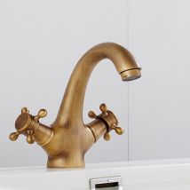 Jn.songs - Robinet de Lavabo Rétro Robinet Salle de Bain en Laiton Eau Chaude et Froide Disponible - Laiton