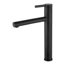 Gotrays - Robinet de lavabo, tout en cuivre, robinet de bassin chaud et froid, robinet à tirer rotatif à 360 degrés, noir