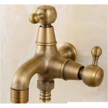 Robinet de machine à laver mural en laiton à double tête pour salle de bain, robinet d'eau froide simple, robinet de jardin extérieur décoratif