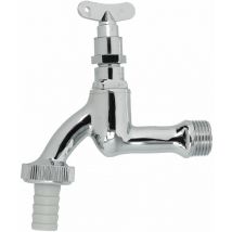 Le Sanitaire - Robinet de purge avec clé tubulaire 1/2'' avec raccord pour flexible poli chromé