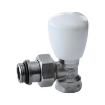 Robinet de radiateur manuel équerre à visser 15x21 chauffage central, laiton nickelé