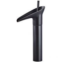 Robinet de salle de bain cascade Vintage Noir en laiton pour Vasque avec Flexible